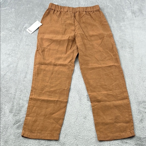 NEW MATE The Label S 100% Linen Sedona Brown Linen High Waisted Pant Pockets - Picture 12 of 13